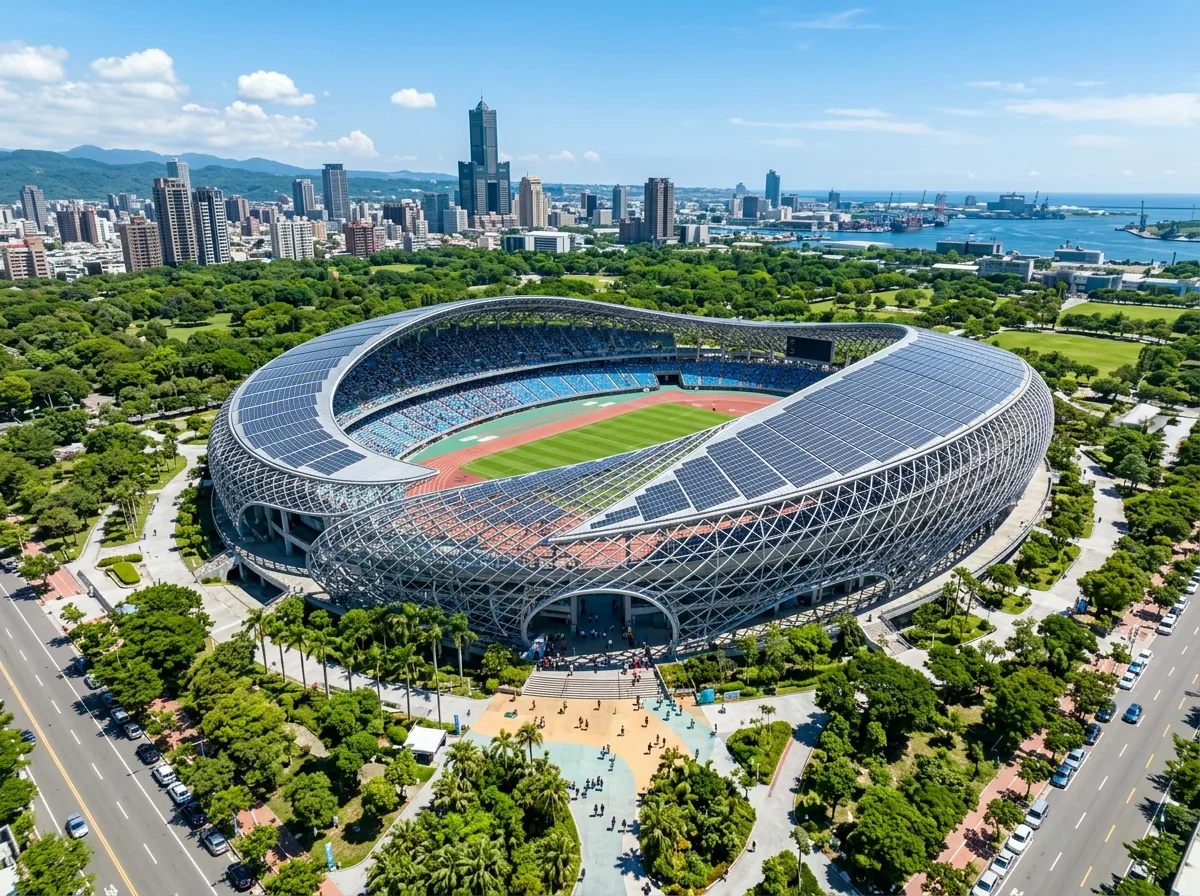 Unclosed Spiral Stadium: Steel Structure Weaving and Photovoltaic Roof