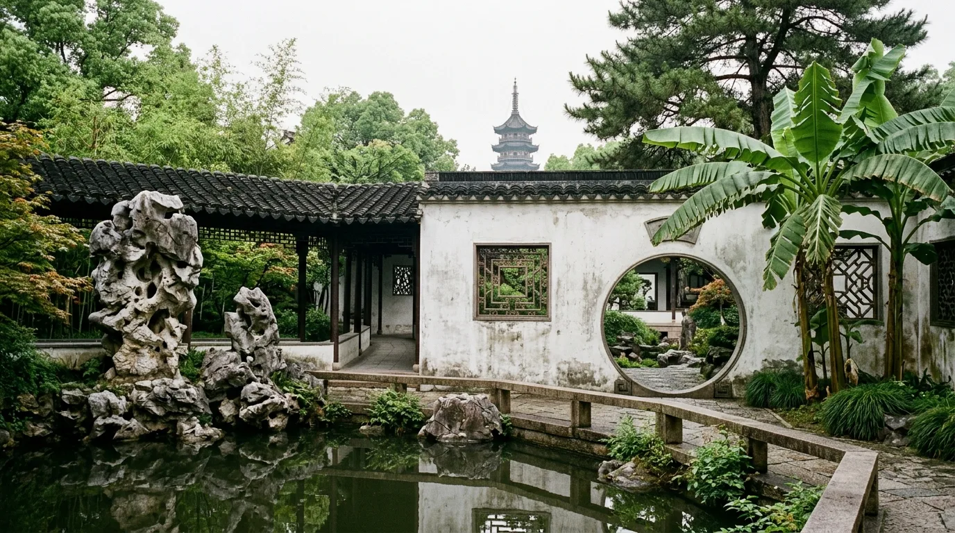 中式园林：借景与漏窗的层层框景