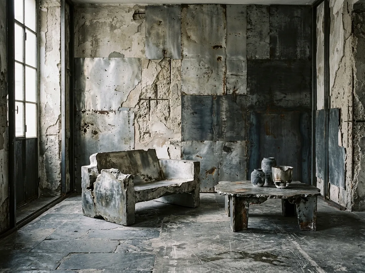 Erosive Feel of Recycled Materials: Silver and Gray Surfaces