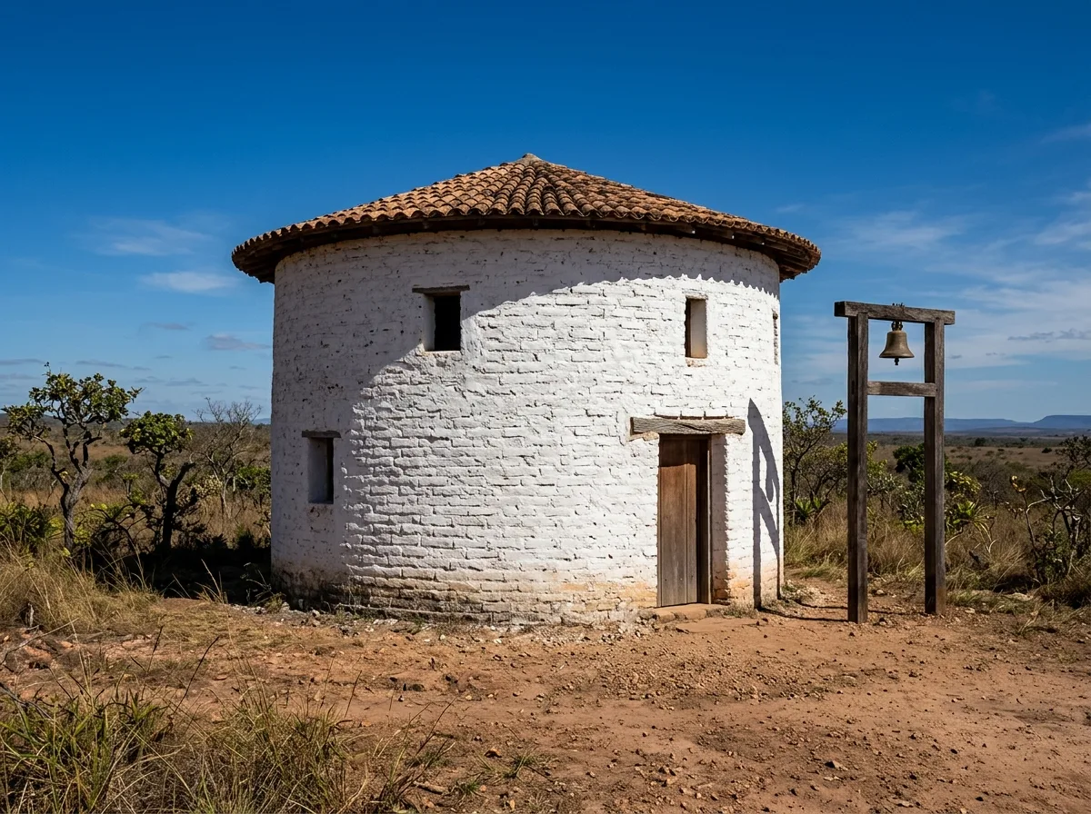 Circular White Chapel: Brick Drum and Surrounding Openings
