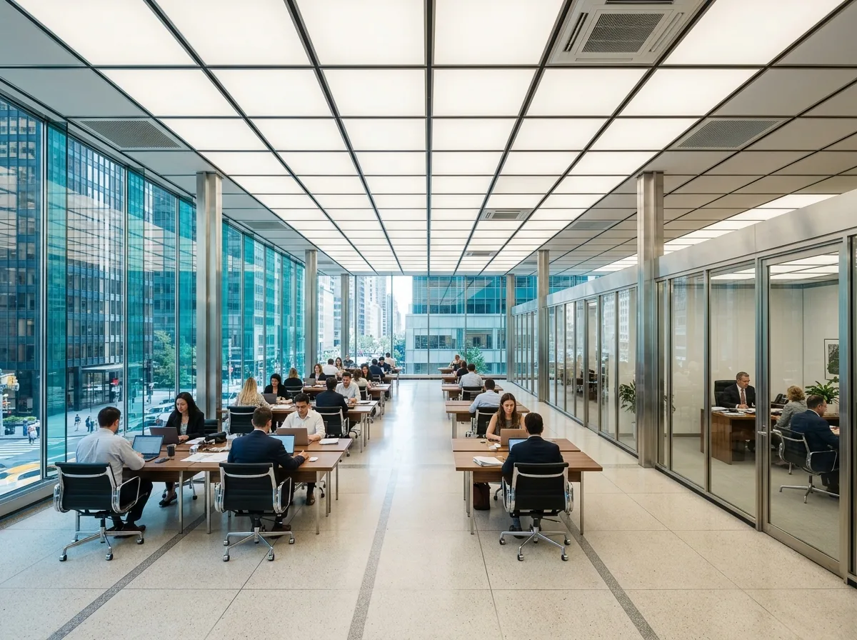 Modernist Offices: Open Plan & Modular Ceilings