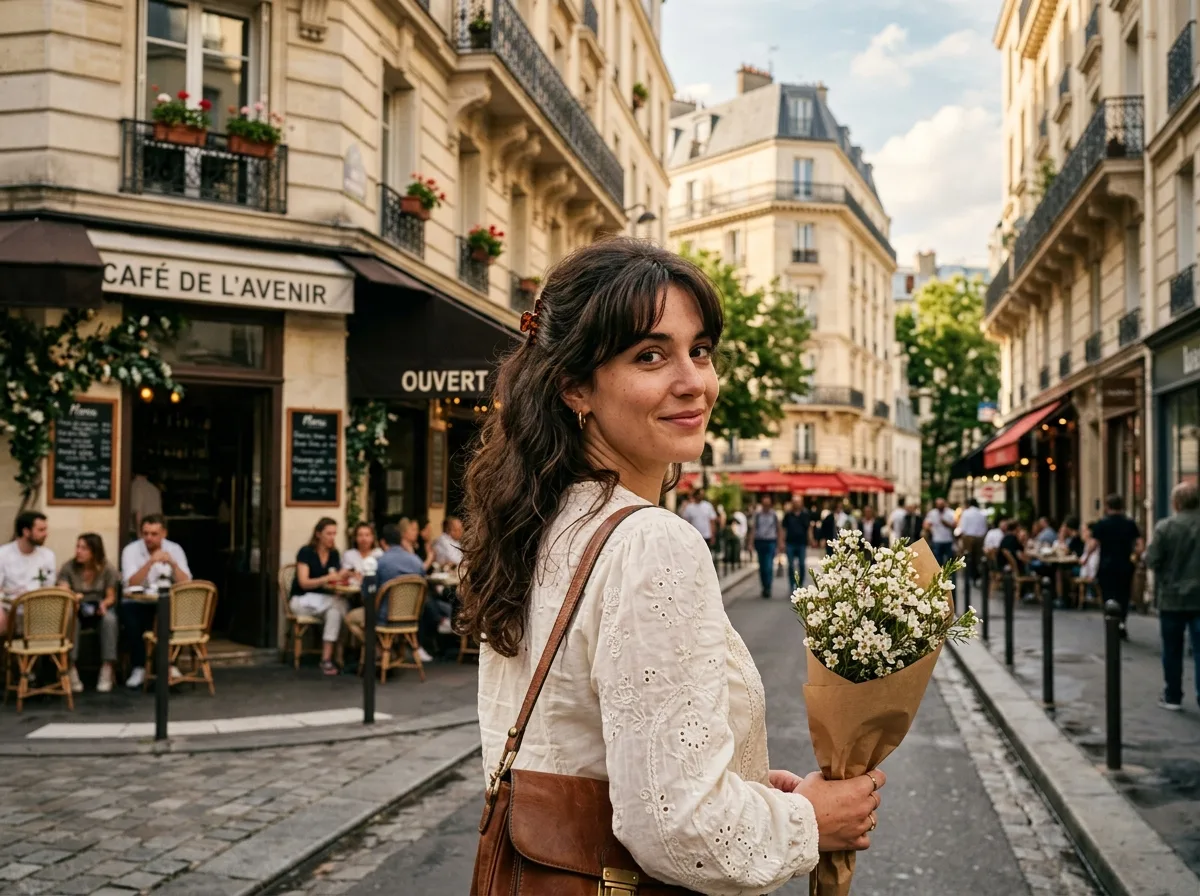Parisian Streetscape Revisited: Haussmannian Townhouses and a Bunch of White Flowers