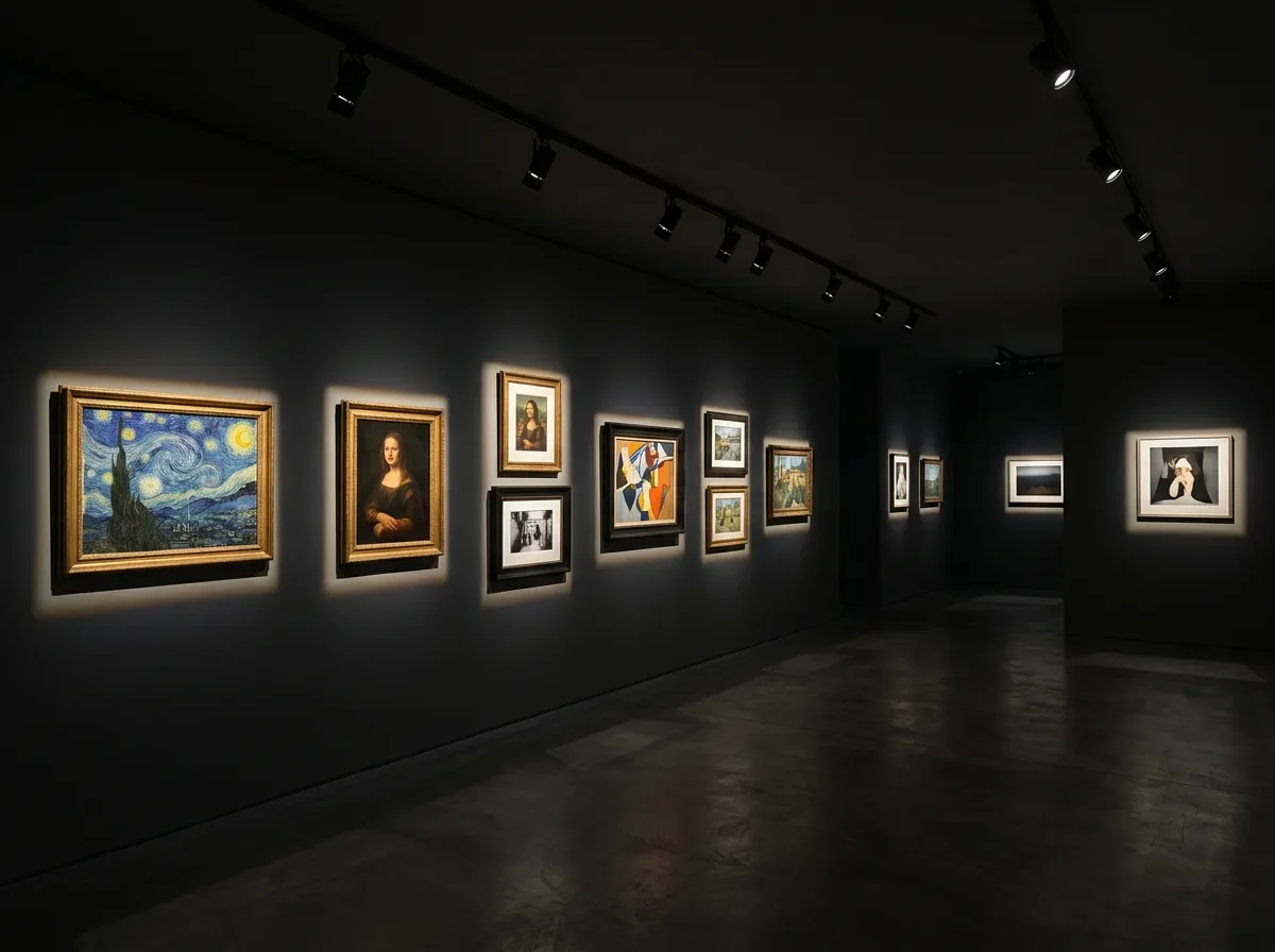 Museum Exhibit Lighting: Light Focused Only on the Artwork
