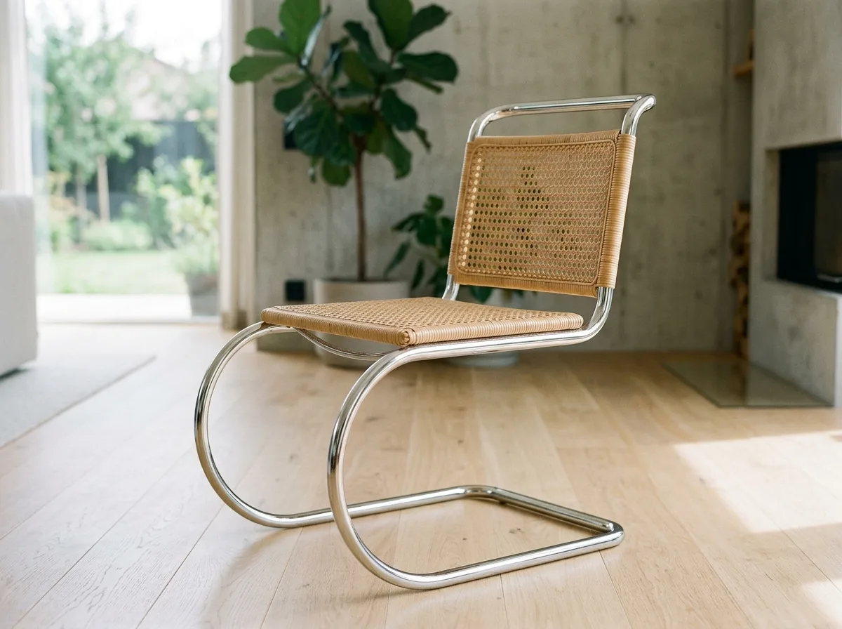 Cantilever Chair with Steel Tubes: No Rear Legs