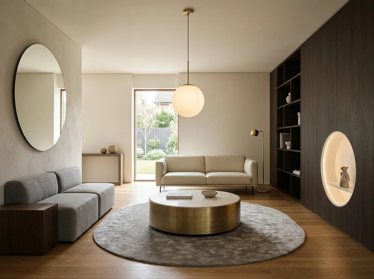 Repetition of circles: The same shape appears three times