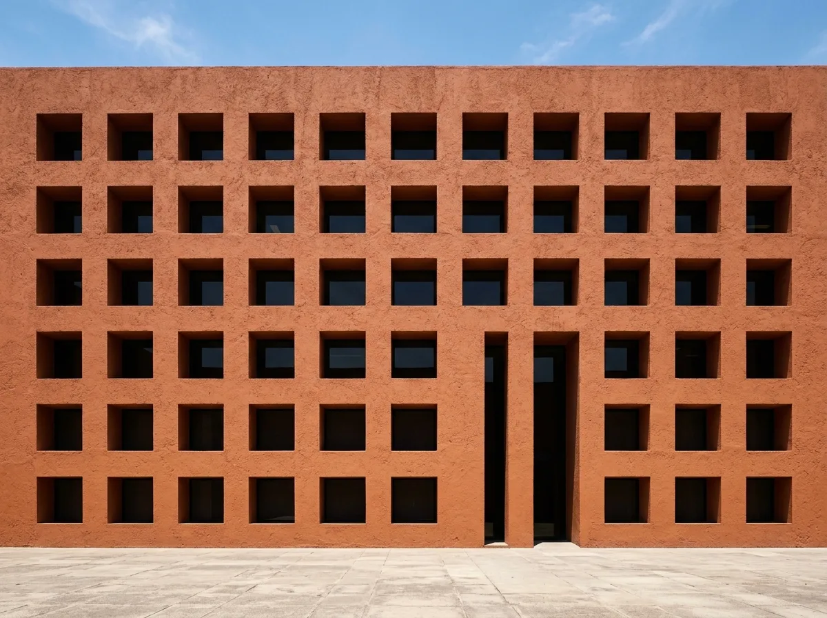 Gridded Facade Shading: Square Perforations and Deep Recessed Shadows