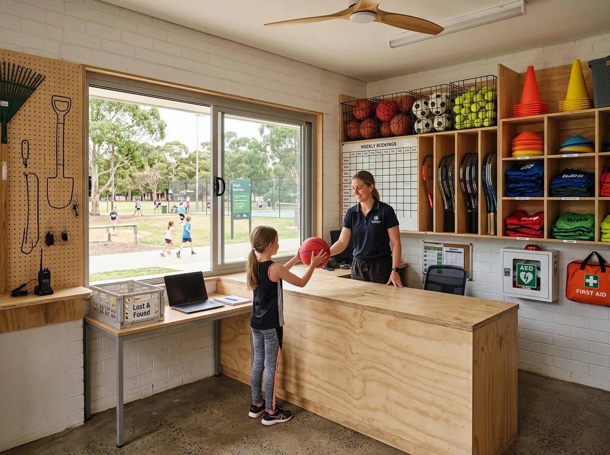 Equipment Rental and Management Center: Counter and Visible Storage