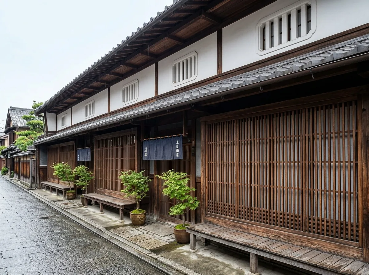 町家：窄面宽与格子木立面