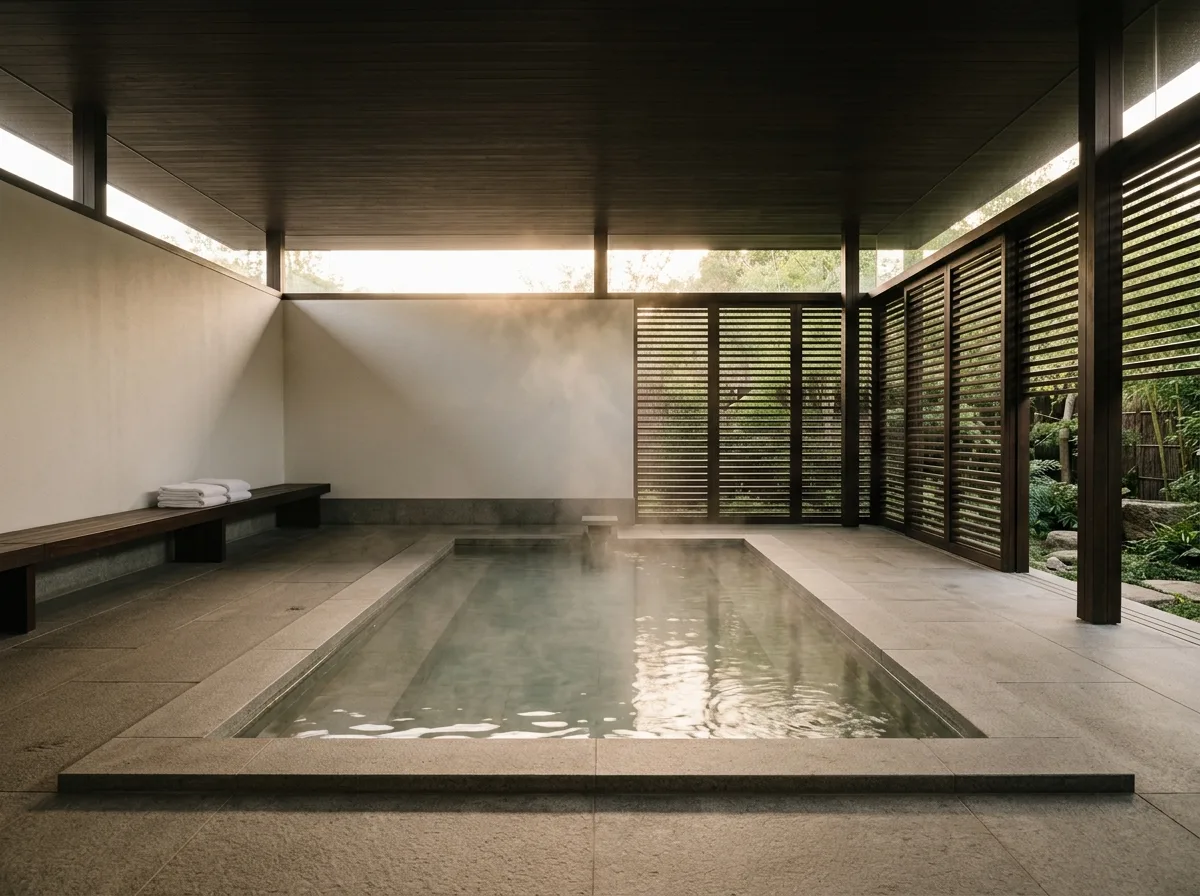Hot Spring Bath: Dark Stone & Steam
