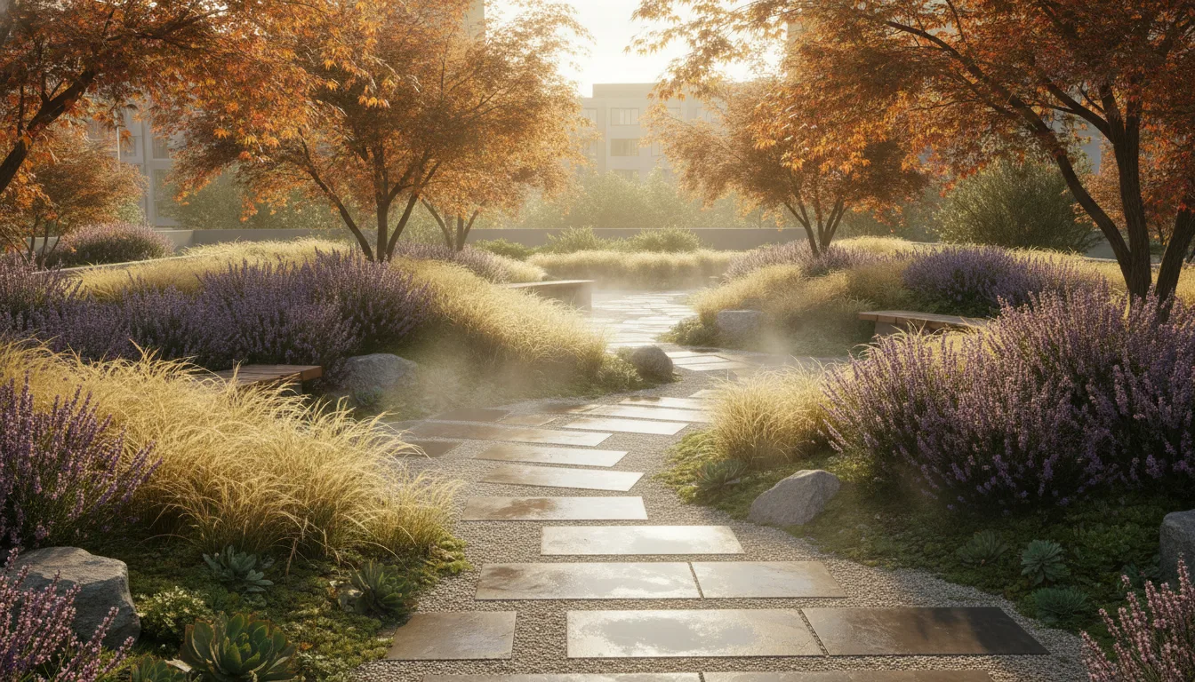 Urban Microclimate Sensory Garden: Dynamic Planting and Mist Paths