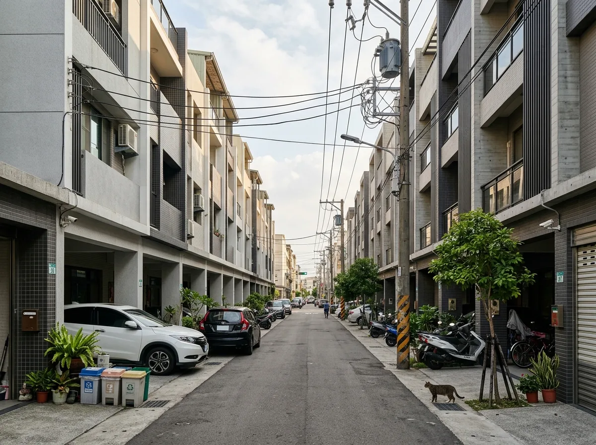 Streetscape of Terraced Houses: Alleyways Formed by Repeating Facades