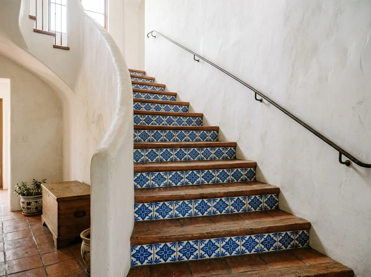 Staircase Tile Baseboard: The Only Patterned Area