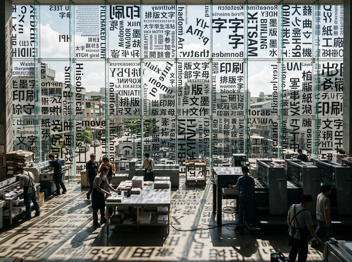 Veenman Printing House Facade: Typography on a Glass Surface
