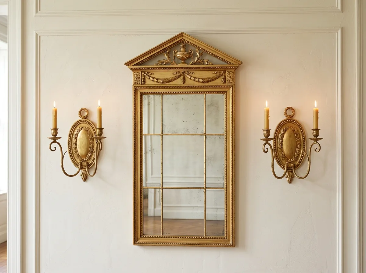 Gilt Mirrors and Paired Candlesticks