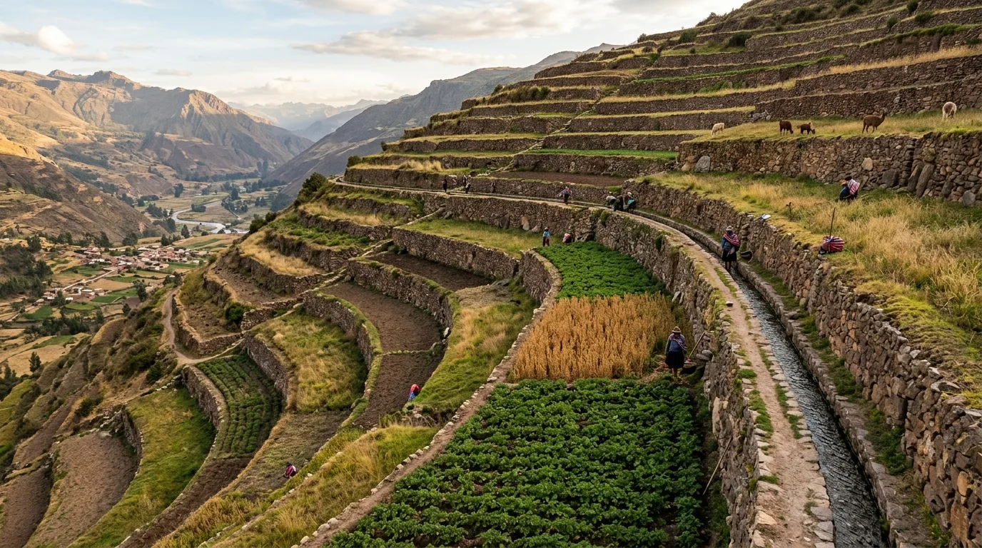 Terraced Landscape: Contour Farming and Retaining Walls
