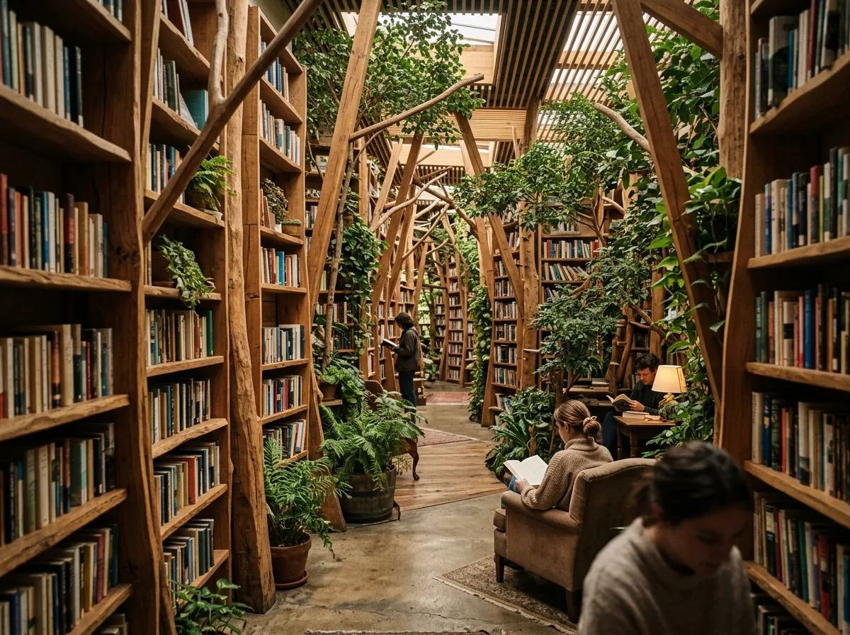 Forest of Knowledge: A Reading Space Where Bookshelves Resemble Trees