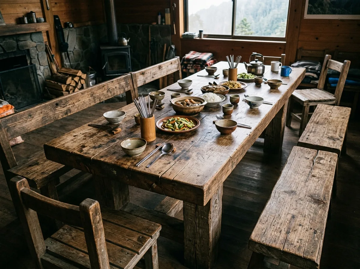 Heavy Dining Table and Benches