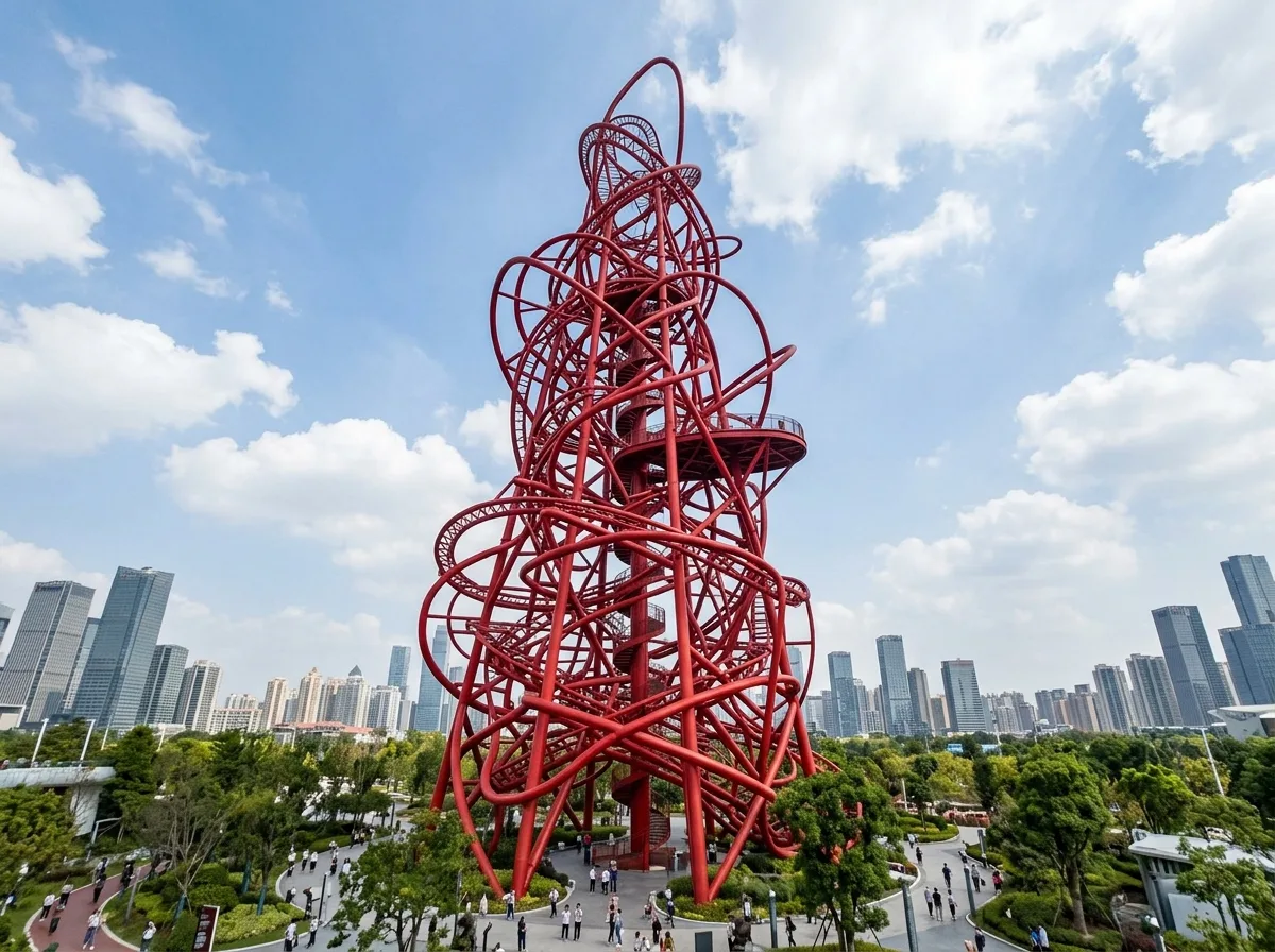 Kabul | Orbital Tower: A Red Steel Structure Twisted into a Knot