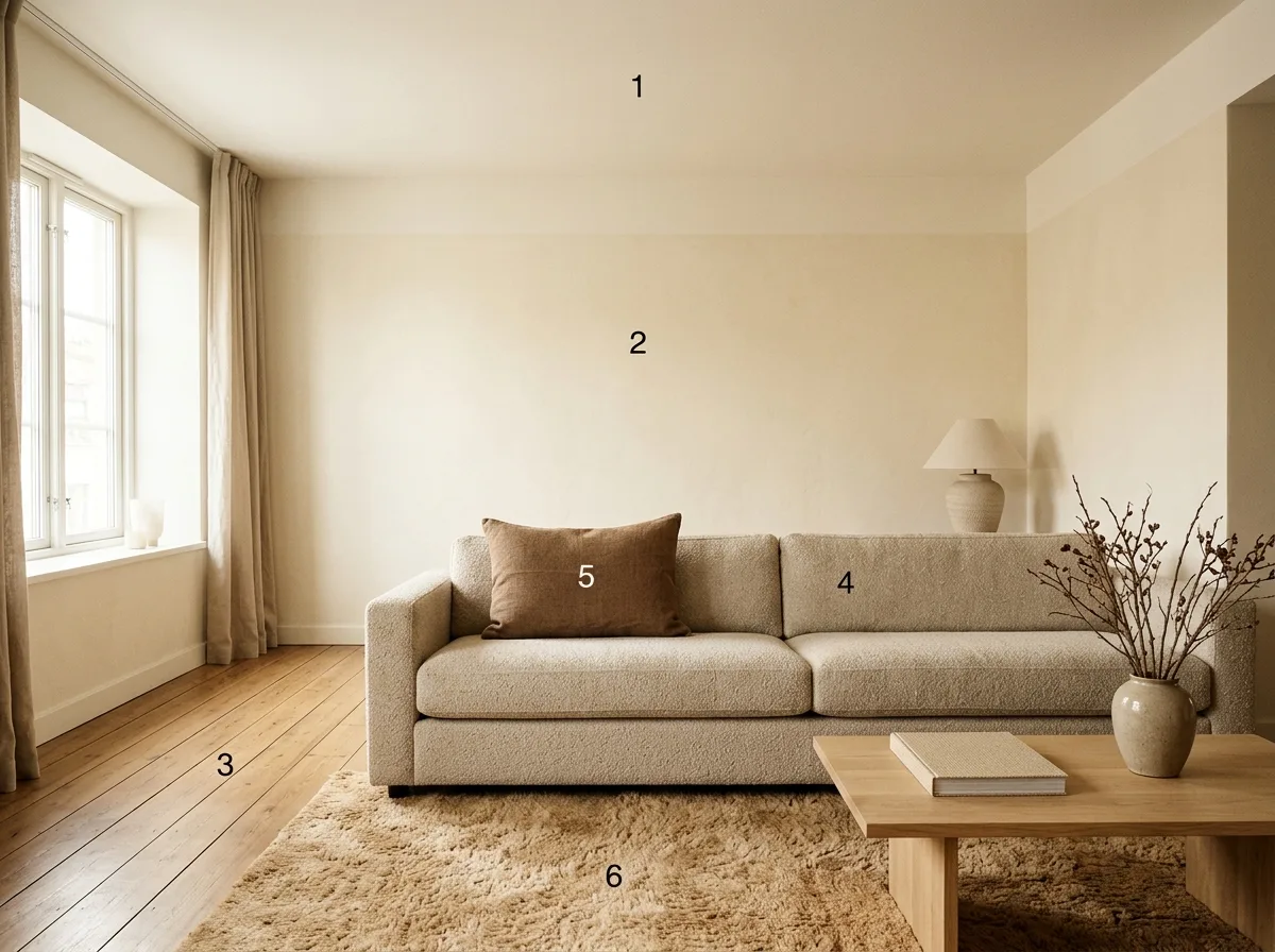 Monochromatic layers: five shades of beige