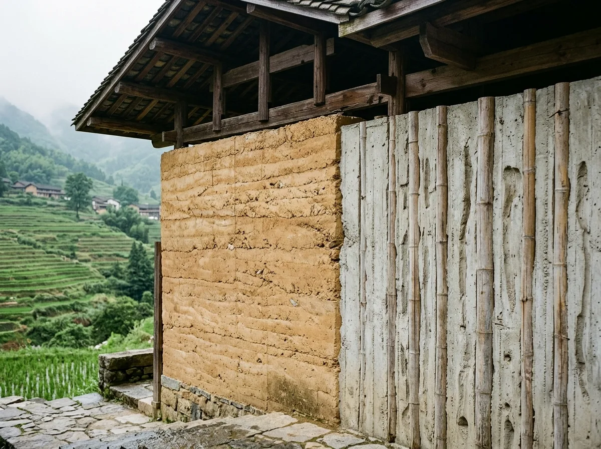 版築と竹型枠コンクリート：土着工法の現代的実験