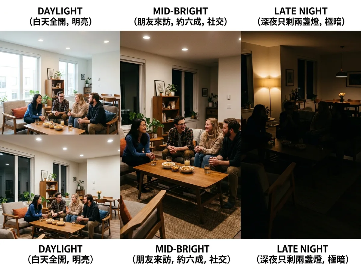 Three dimming scenarios