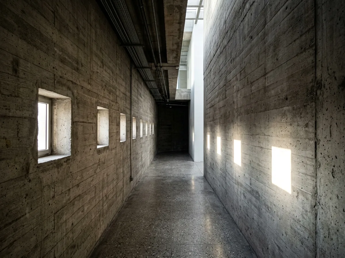 Brutalism・Corridor: Low Ceiling and Side Light