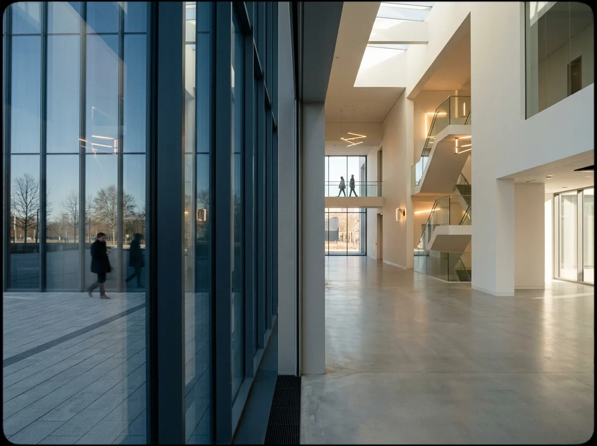 A Glimpse of the Interior Through the Facade