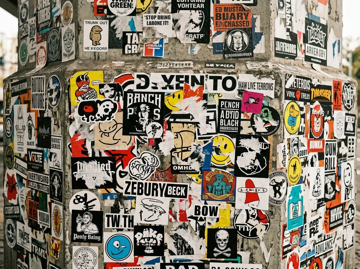 Stickers layered on top of each other