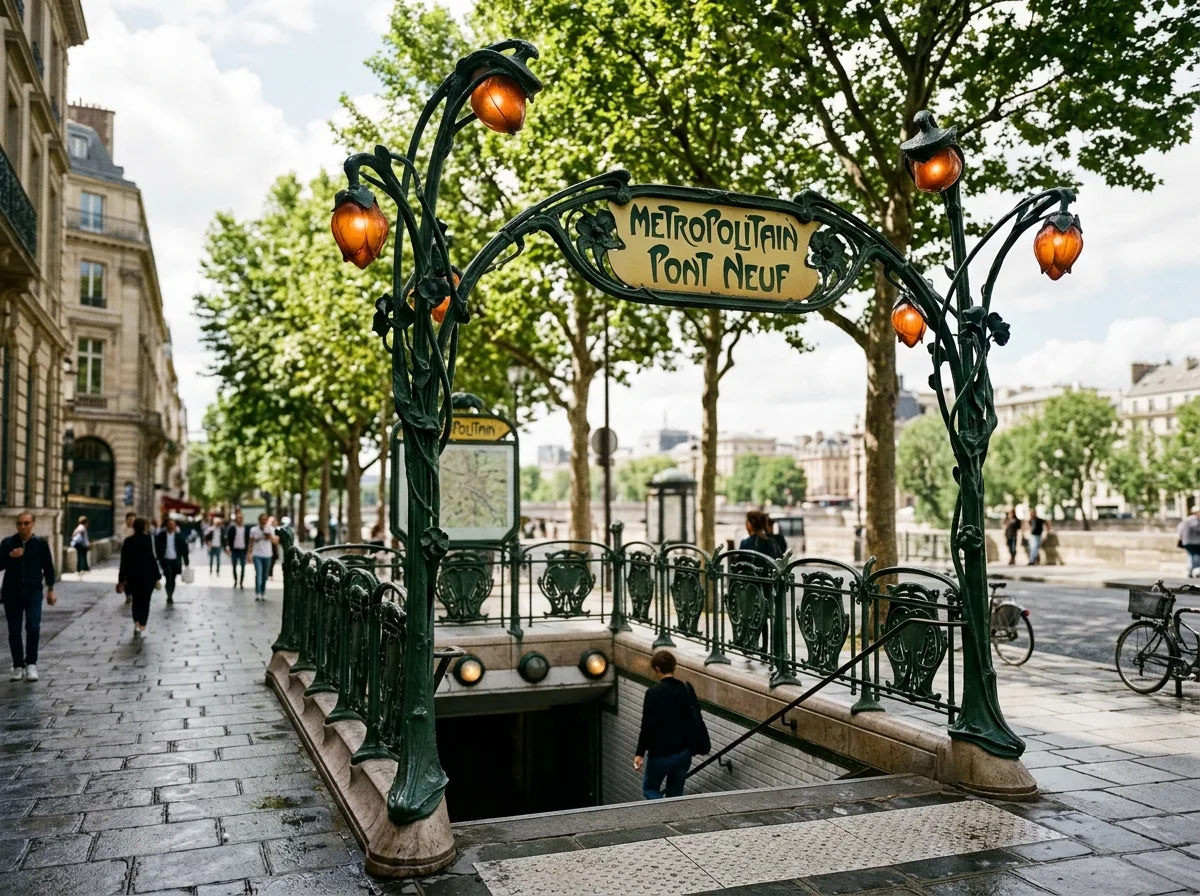 Guimard | Paris Métro Entrances: Cast Iron Vines and Green Frames