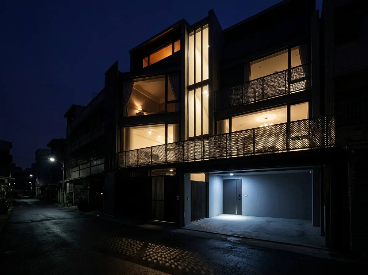 Nighttime Facade: The Glow of Interior Light