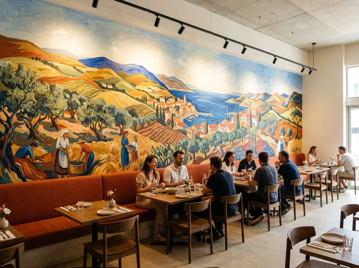 Narrative Mural Restaurant: A Hand-Painted Wall Sets the Atmosphere