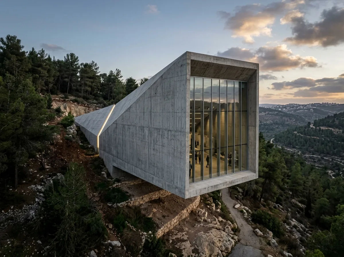 Triangular Prism of the Holocaust Memorial: A Corridor Carved into the Mountain