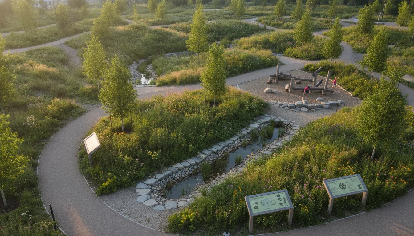 Eco-Resilient Urban Park: Water Cycle and Native Vegetation