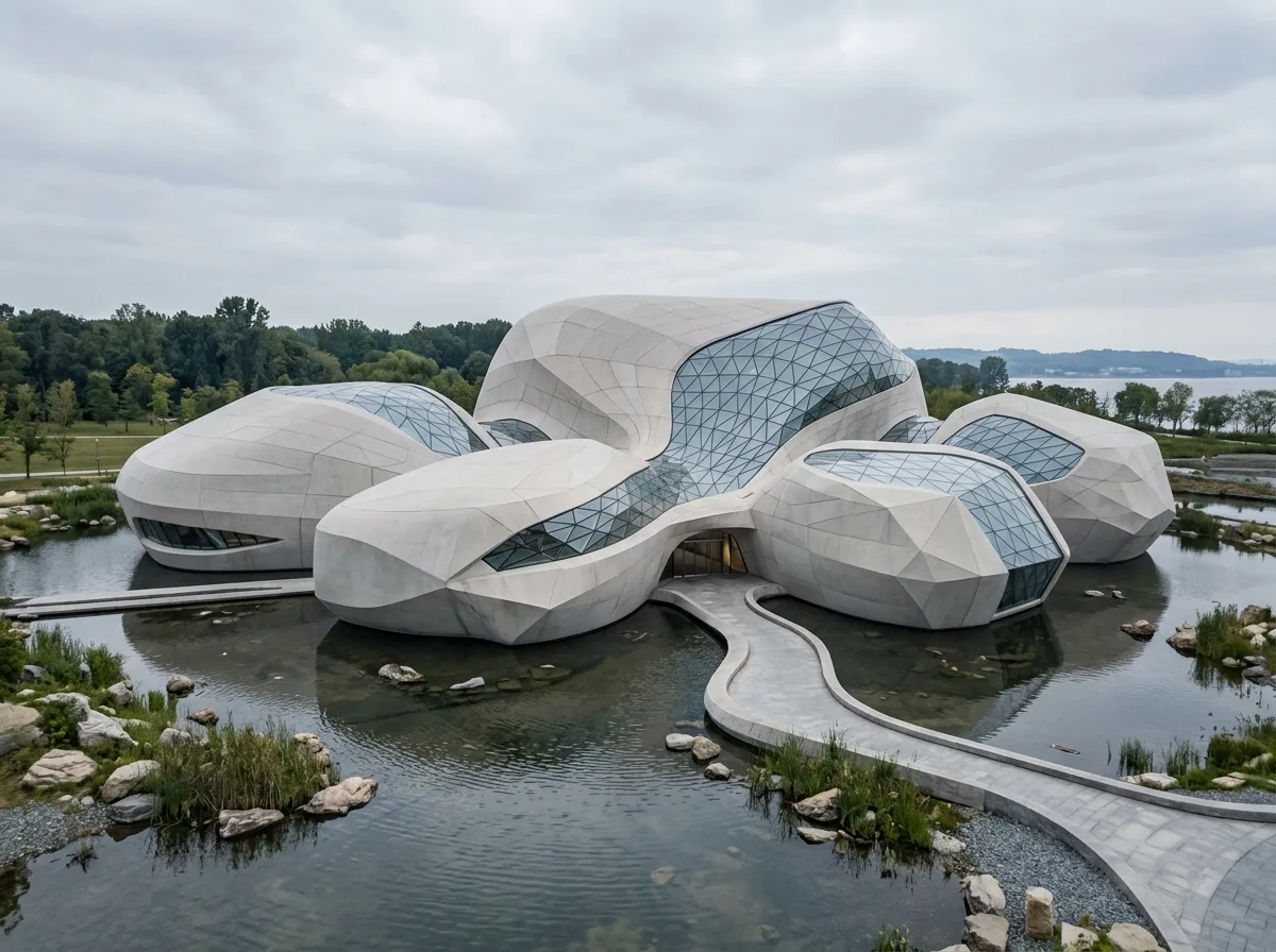 河石建筑：侵蚀感的体量与晶体表皮