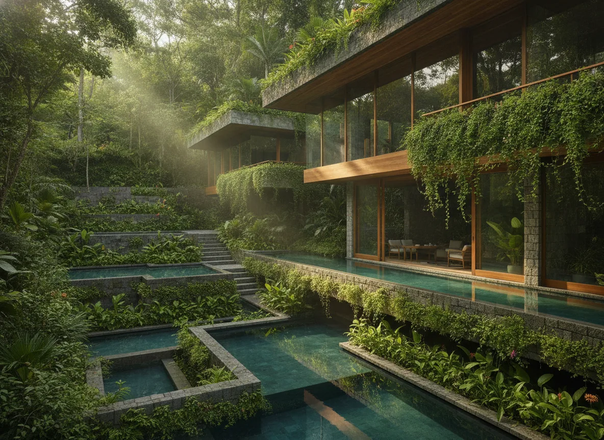 Greenery-Surrounded Modern Hillside Villa