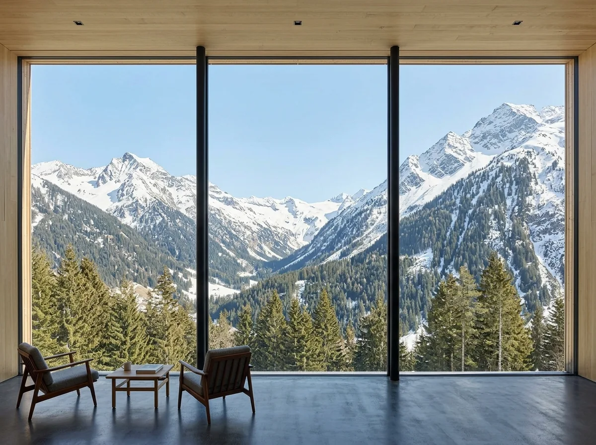 Full-Wall Mountain View Glass: Minimizing Divisions