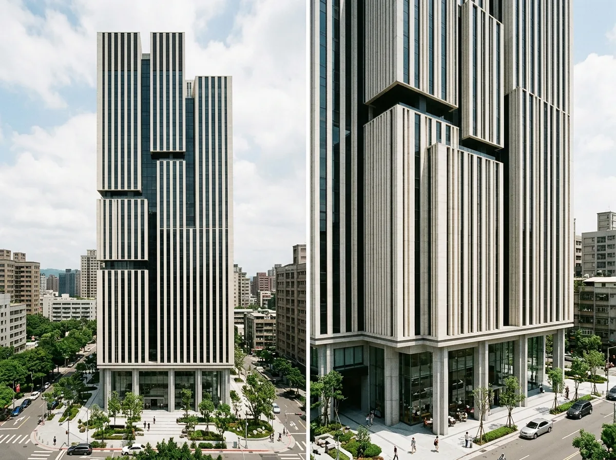 Riyadh High-Rise Contemporary: Vertical Mass of Stone and Steel