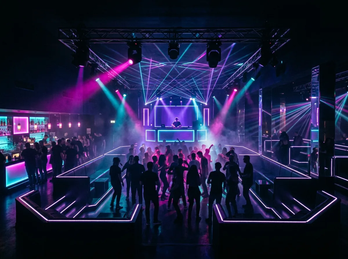 Nightclub: Dance Floor Chandelier & Bar Sightlines