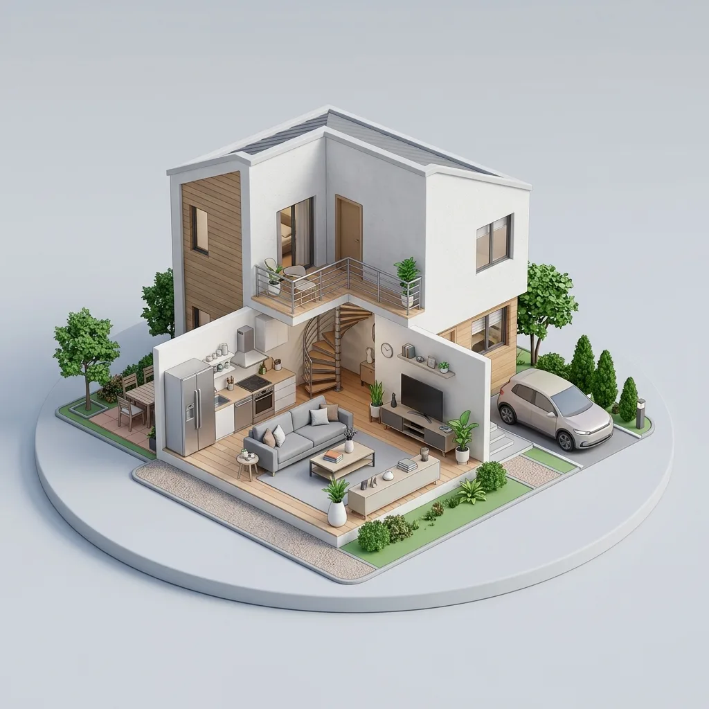 一枚の住宅写真から編集可能な3D世界を再構築