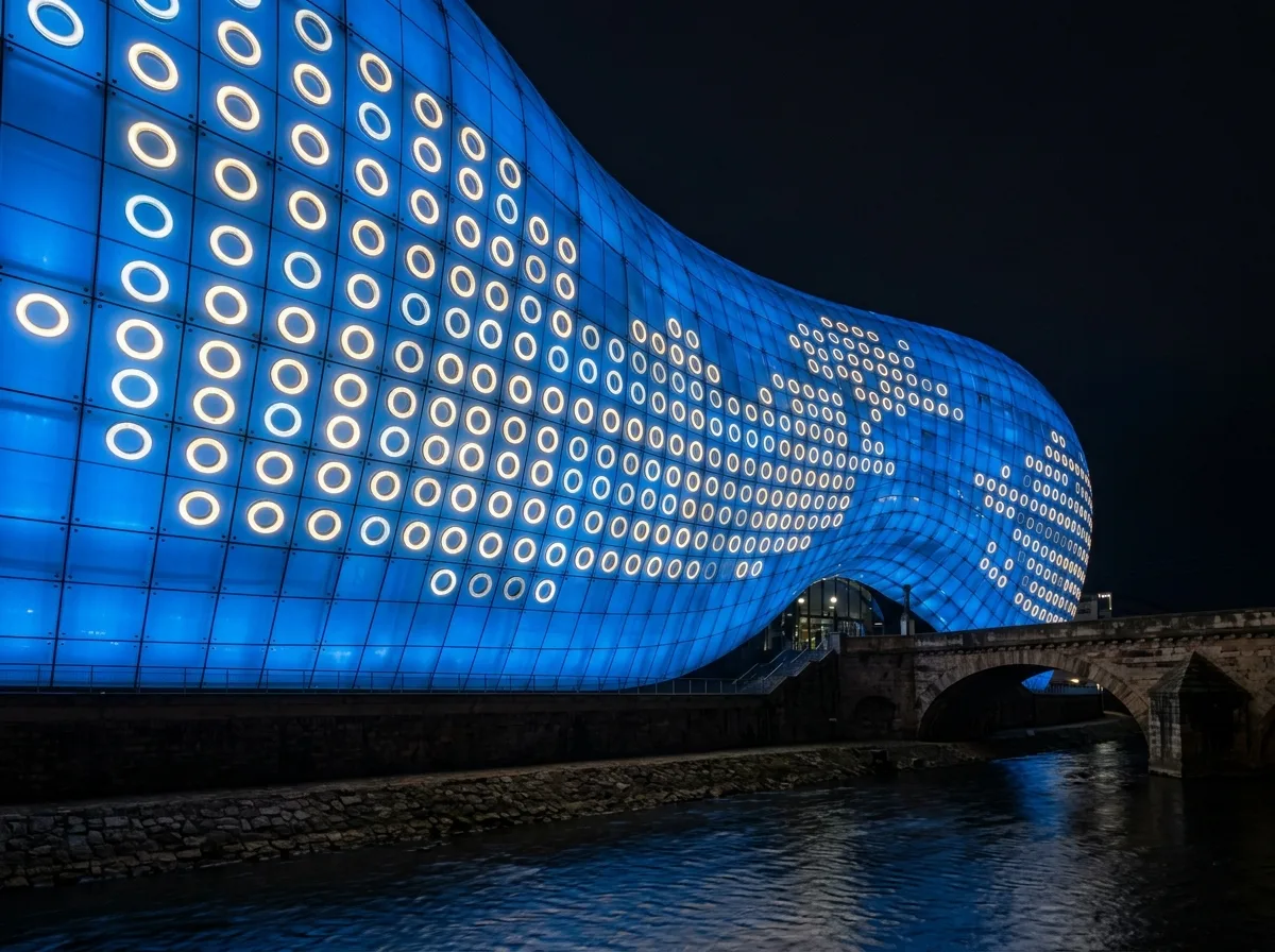 Luminous Media Facade: Ring-shaped Light Dots Embedded in Curved Surfaces