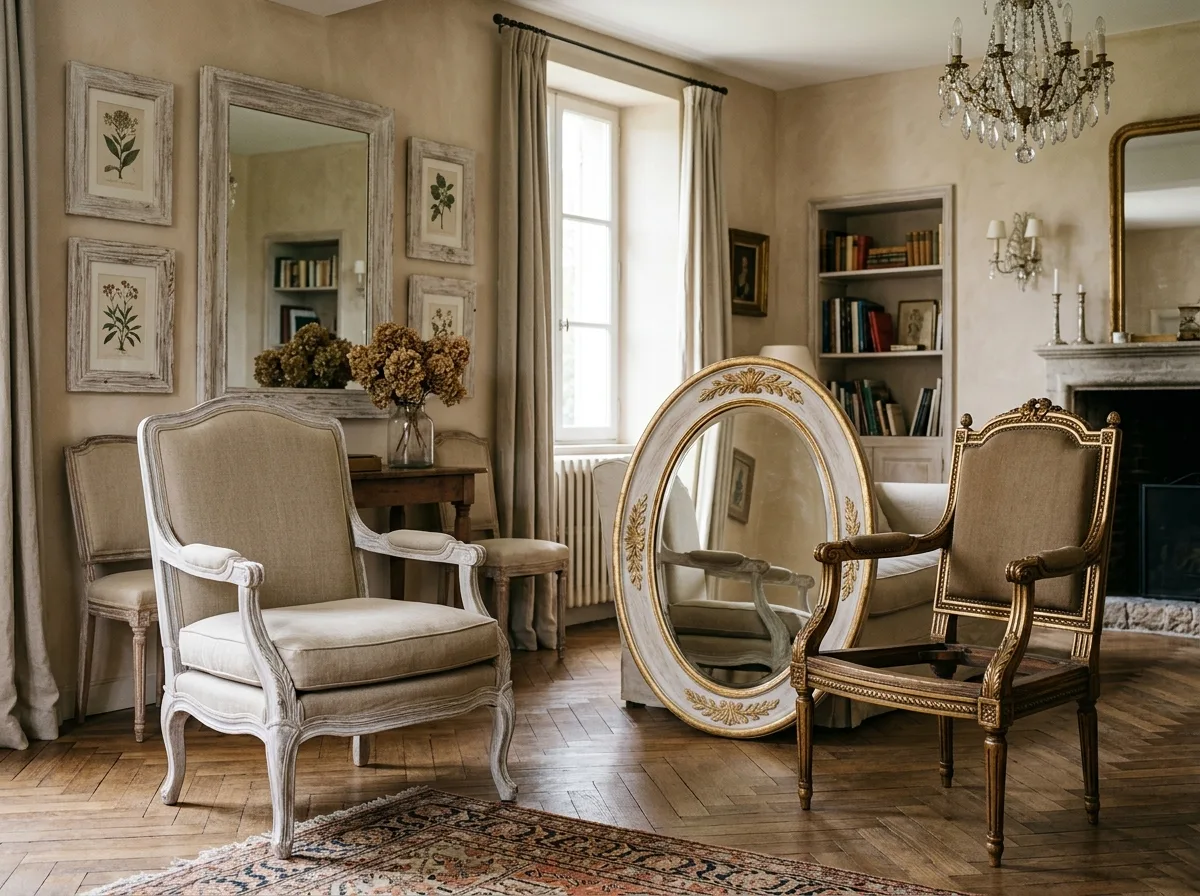 Whitewashed Wood and Gilded Accents: Approximately a Three-to-One Ratio
