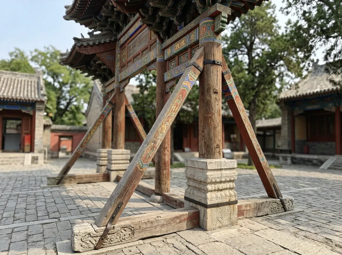 戧柱：斜着顶住的那根
