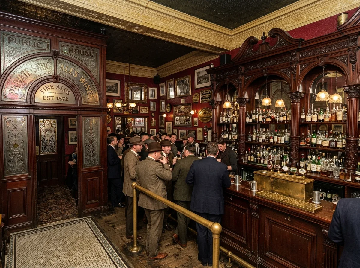 Victoria Tavern: Dark Wood, Etched Glass & Cluttered Displays