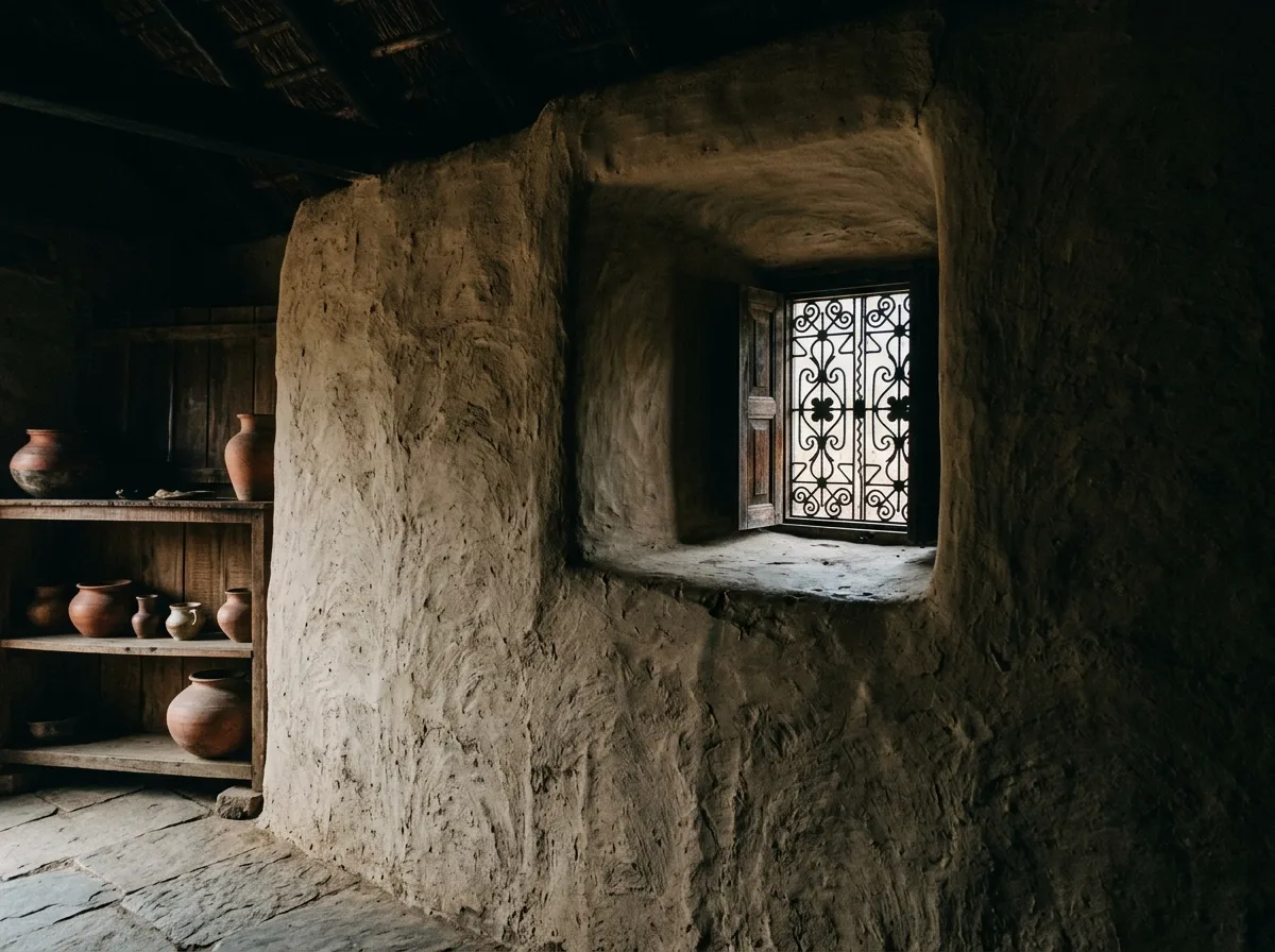 Thick walls and small windows: cool upon entering