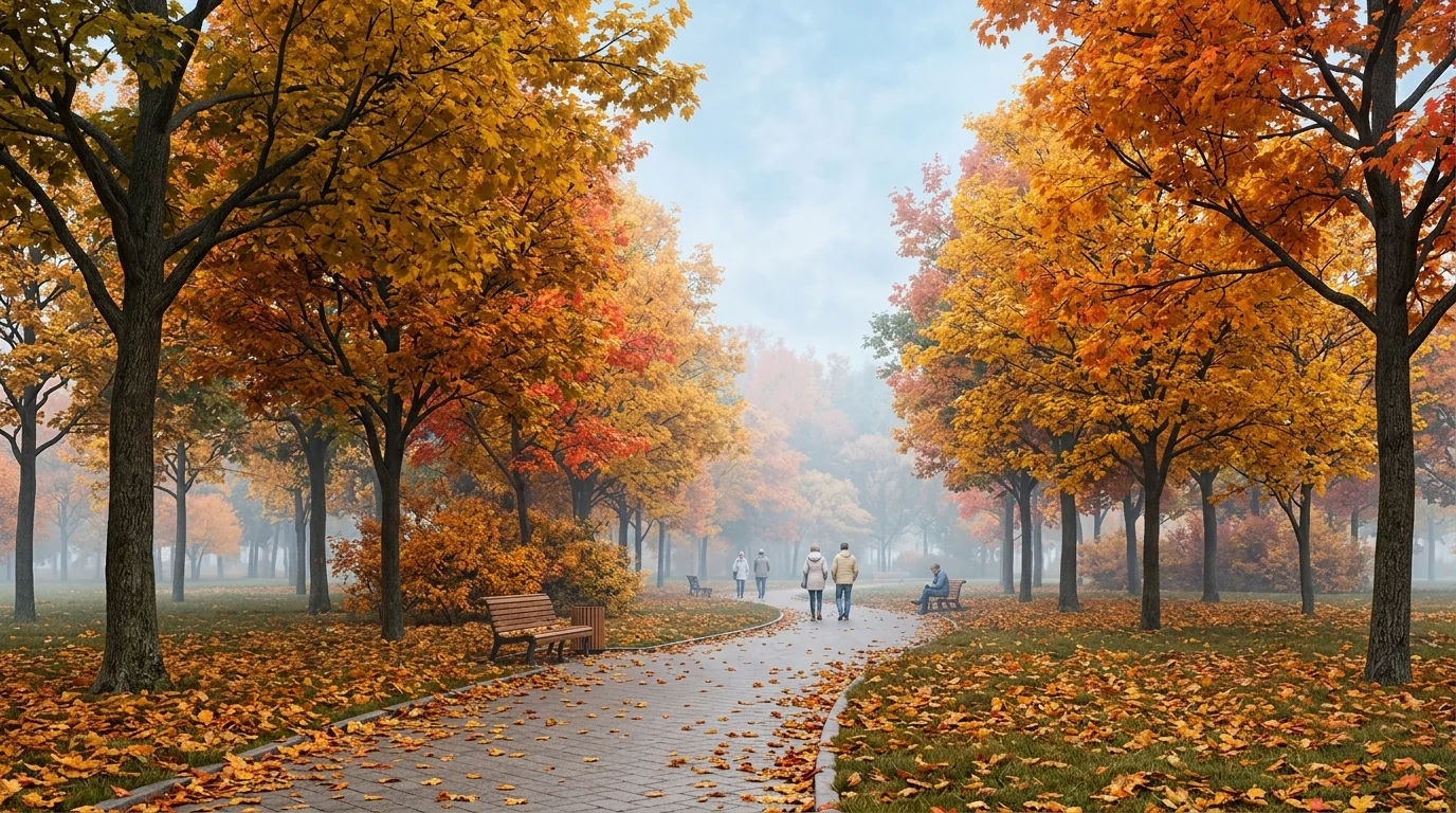 公园绿地的季节变化