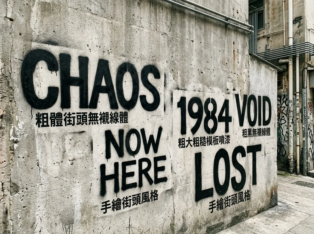 Typography and slogans: bold, large