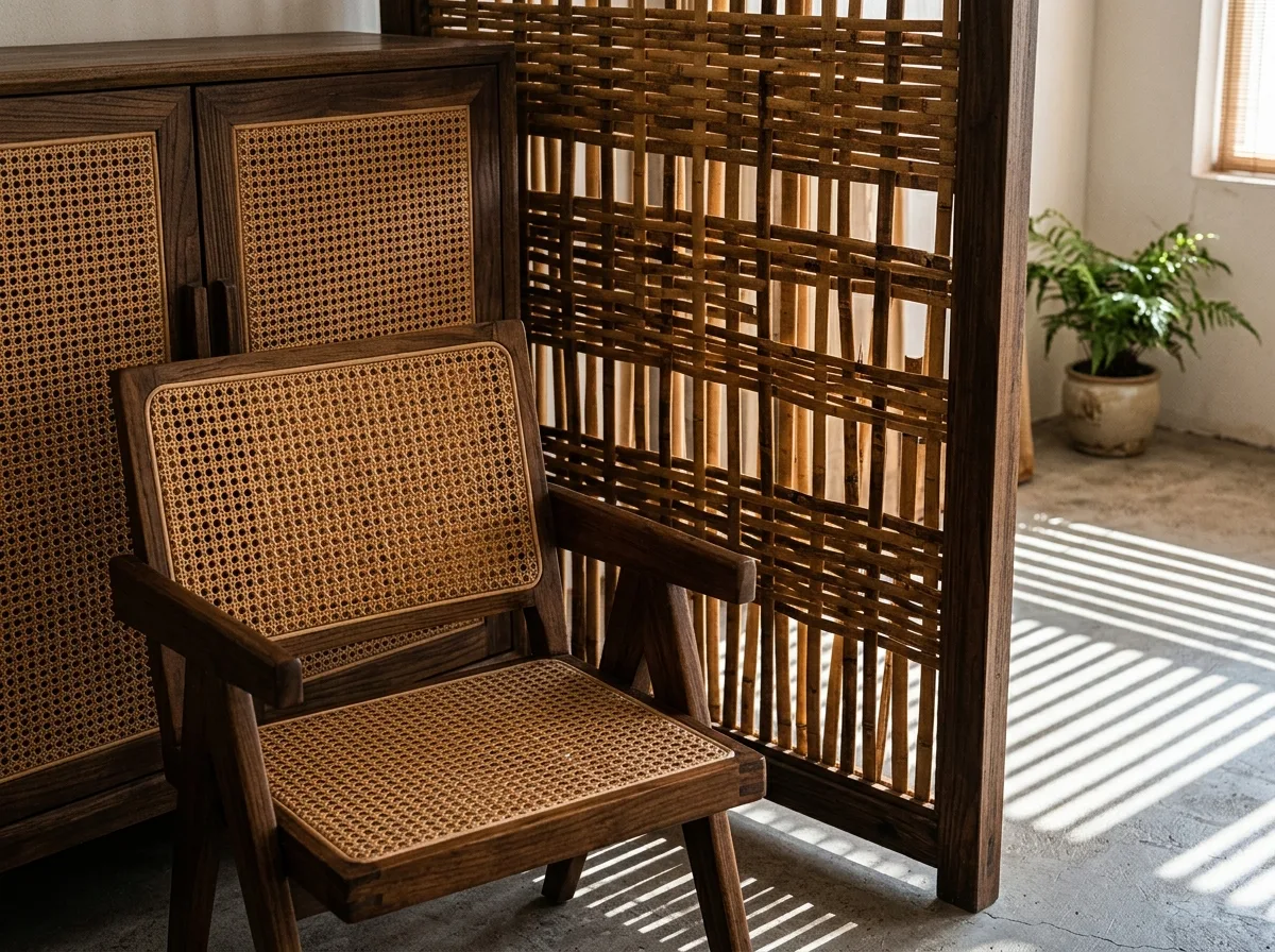 Rattan and Bamboo Weaving: Semi-transparent Partitions and Seating