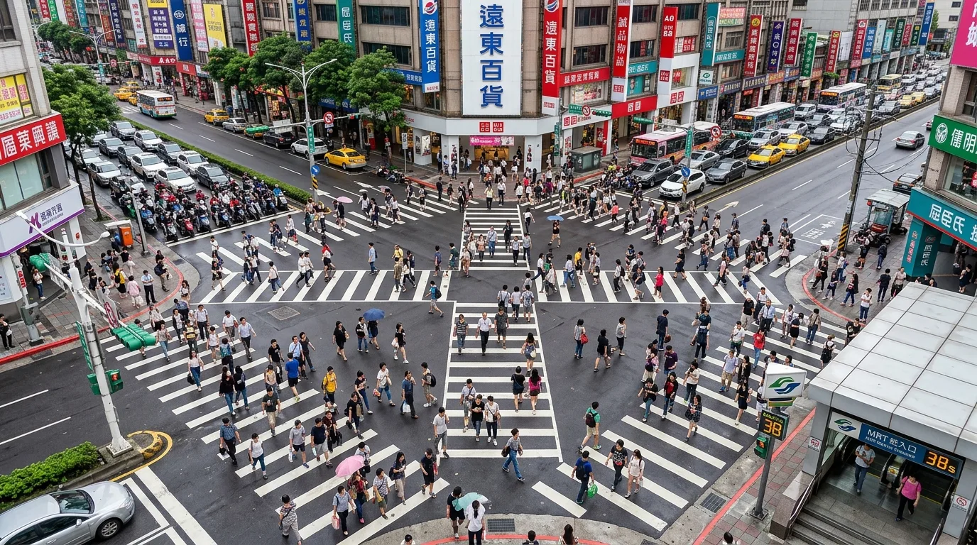 行人专用时相：全向穿越的路口