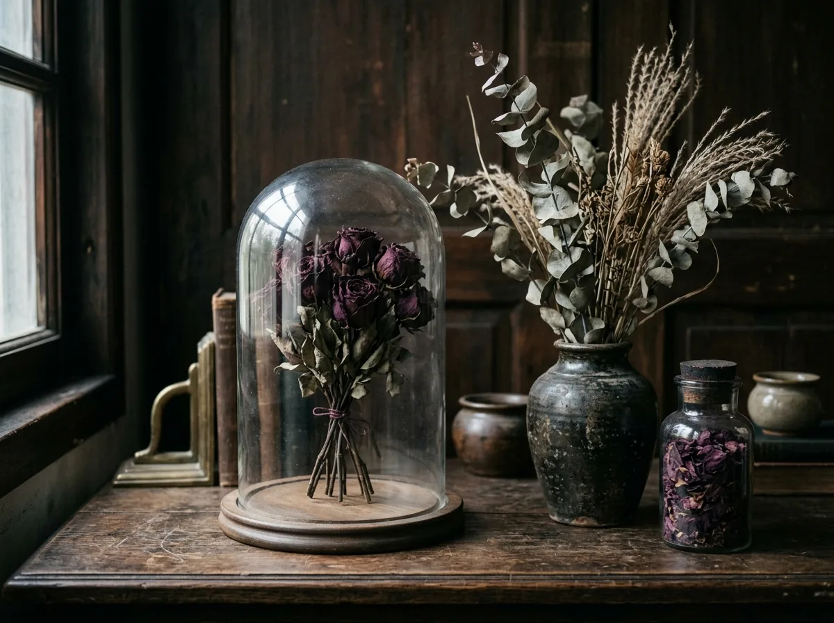 Dried Flowers and Glass Domes