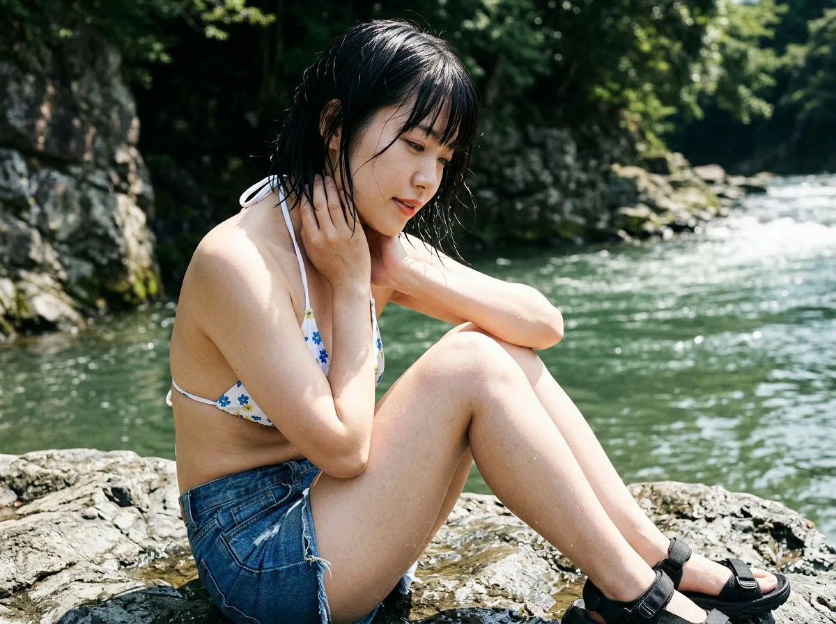 水边解开湿发